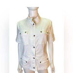 White House Black Market Short-Sleeve  Button-Up and Zip Jacket Size 12  EUC